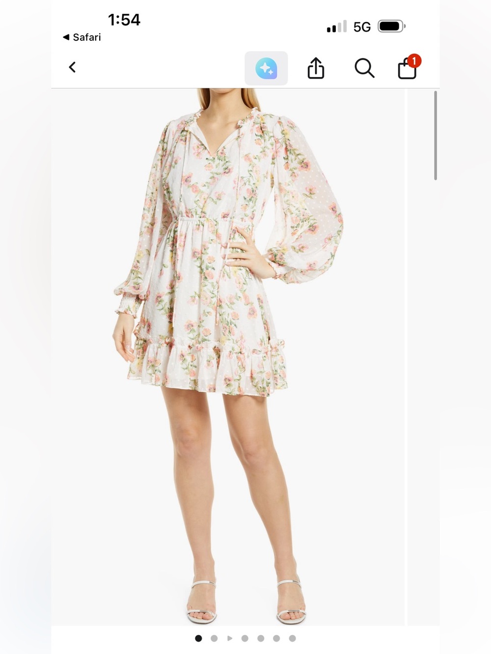 Floral Ruffle A-Line Mini Dress - Pink/White